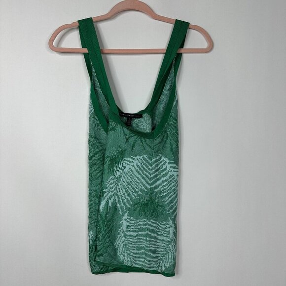 2/$30 White House Black Market Palm Tree Knit Plunge Tank Top Green Large #9984 - Picture 4 of 8